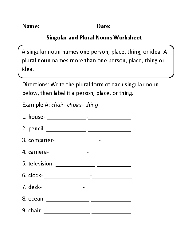 Plural Nouns Worksheets 3rd Grade - Plural Noun Worksheets 3Rd Grade