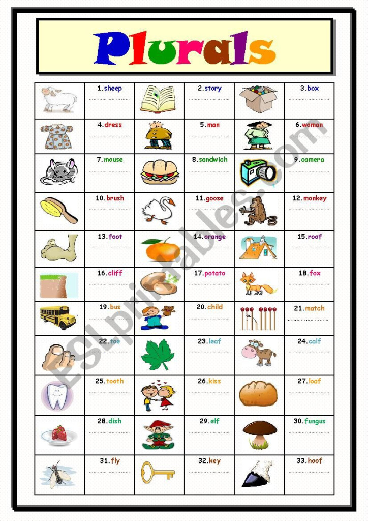 Plurals ESL Worksheet By Ms Sara q8 - Noun Plurals Worksheet