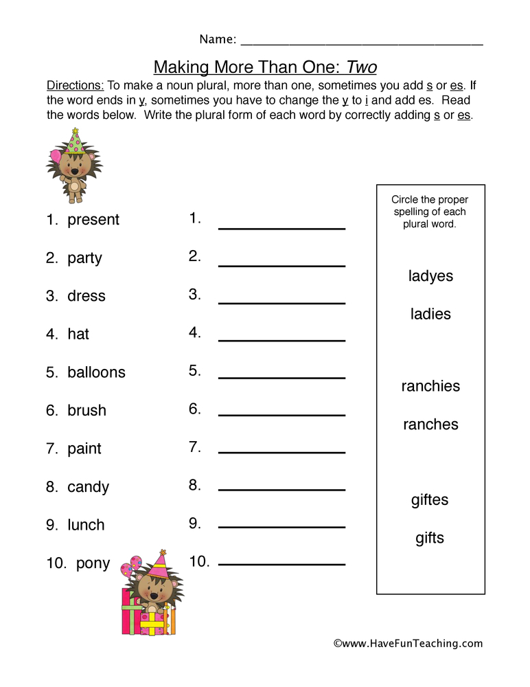 Plurals S ES IES Worksheet By Teach Simple - Free Worksheets Plural Nouns S Es