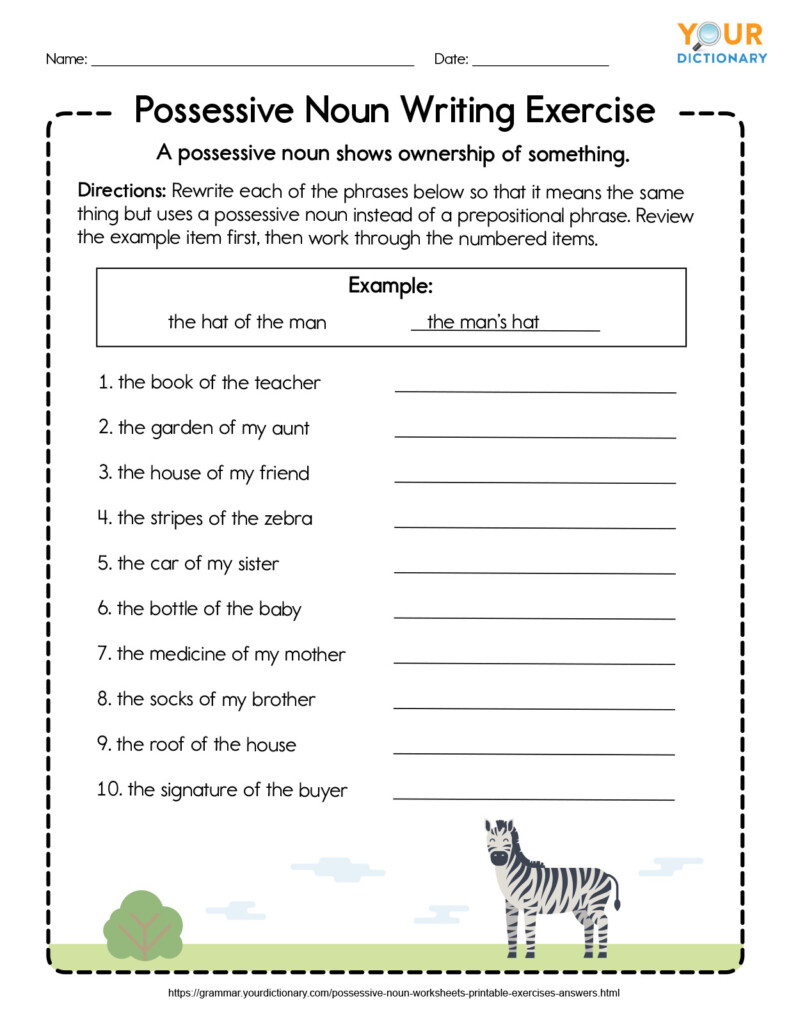 Possessive Noun Worksheets Printable Exercises With Answers - Possessive Nouns Worksheets Pdf