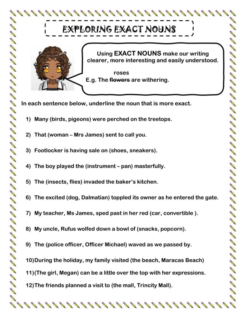 PPT EXACT NOUNS WORKSHEET PowerPoint Presentation Free Download ID  - Exact Nouns Worksheet