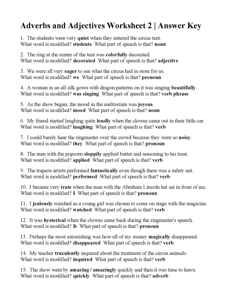 Proper Adjectives Worksheets With Answers Pdf - Adjective Adverb And Noun Clauses Worksheet With Answers Pdf