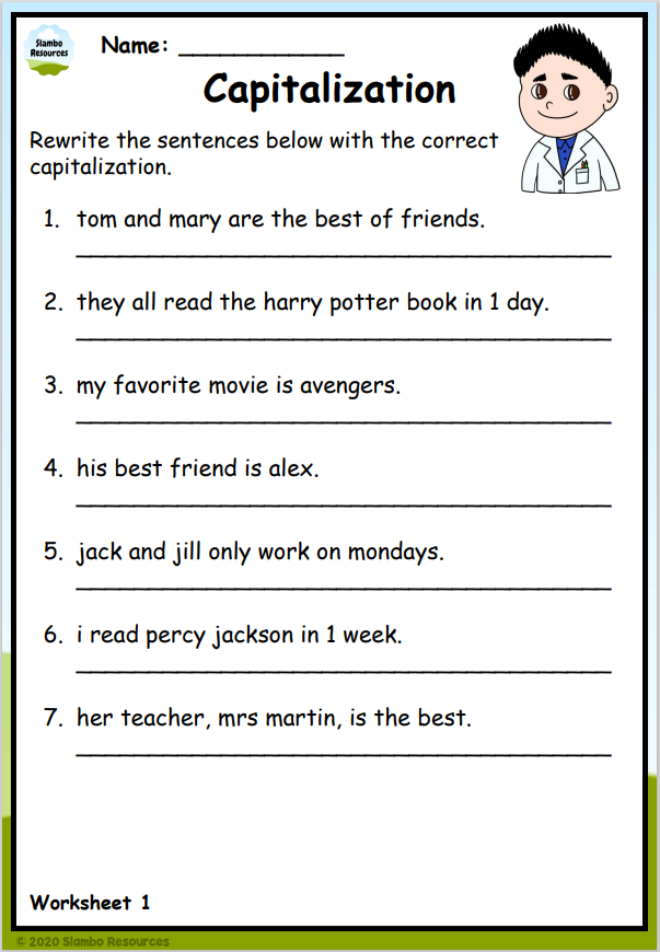 Proper Capitalization Worksheet Grade 3 - Capitalization Of Proper Nouns Worksheet