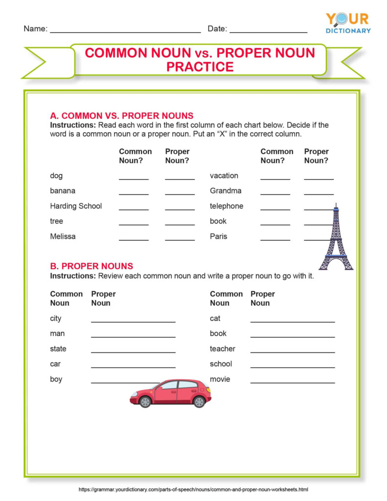 Proper Nouns Exercises - Common And Proper Nouns Worksheet Grade 8