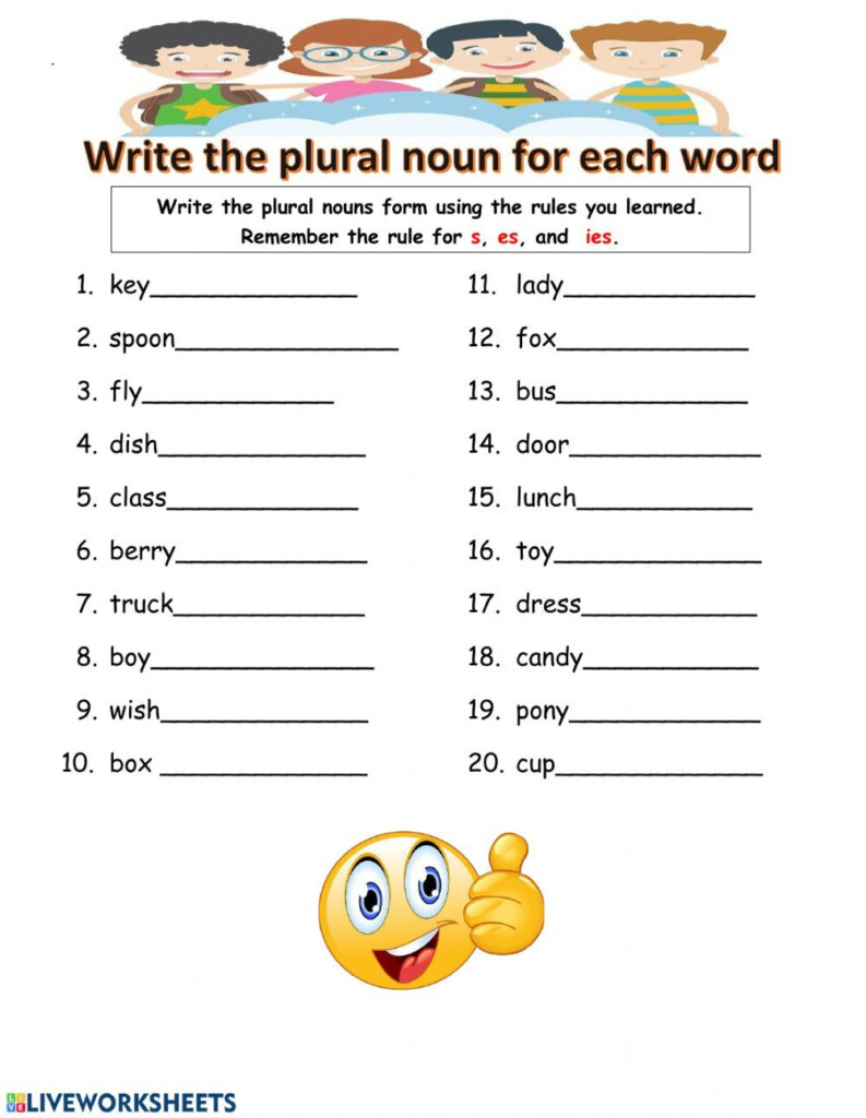 Singular Plural Nouns Worksheet Printable Find A Word - Singular And Plural Nouns Live Worksheet