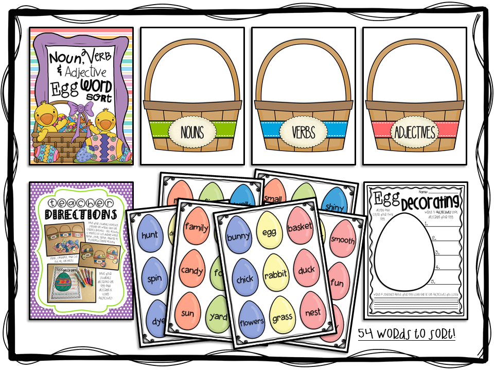 Teaching With Terhune Egg Activities To Do Around Easter  - Easter Egg Nouns Verb And Adjectives Worksheet