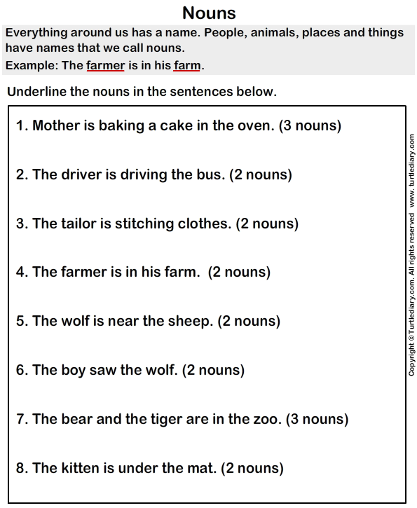 Underline The Proper Noun For Class 1 Printable Worksheets - Underline The Proper Noun Worksheet