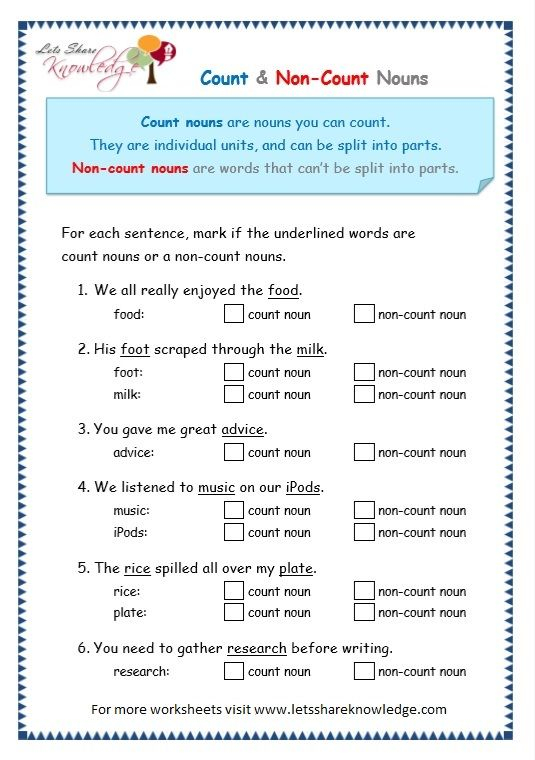 Worksheets On Mass And Count Nouns Grade 4 - Count Nouns Worksheet Grade 4