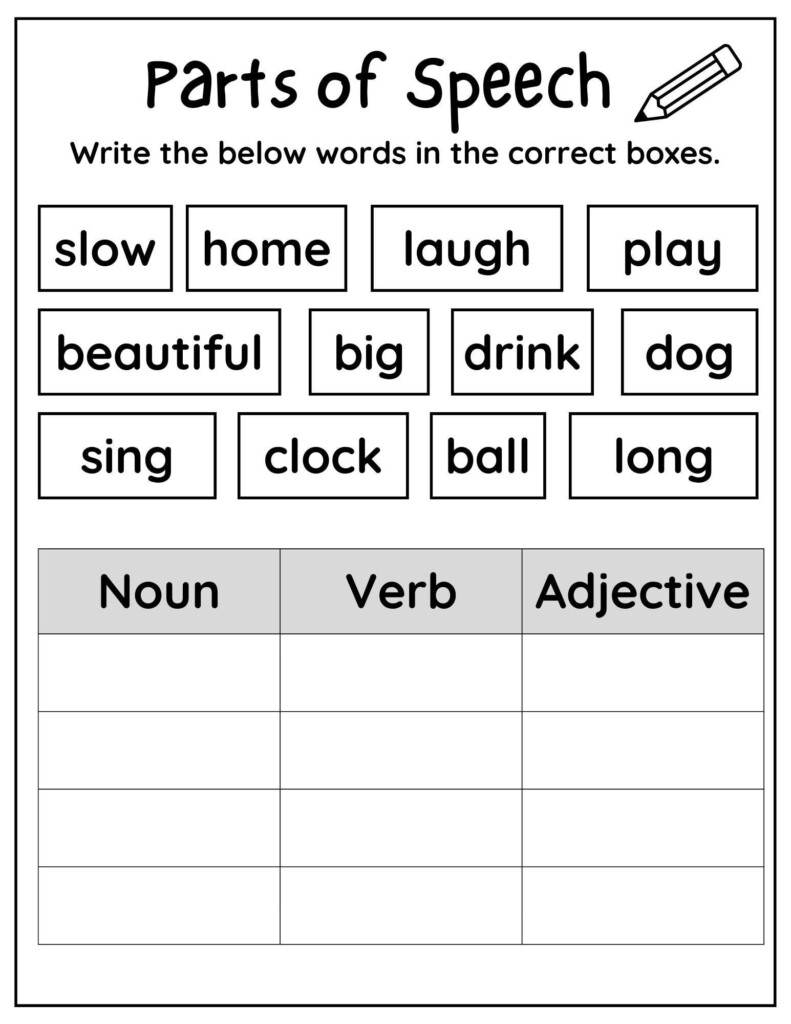 10 Printable Parts Of Speech Worksheets Printable Noun Verb Adjective  - Find Noun Verb Adjective Worksheet