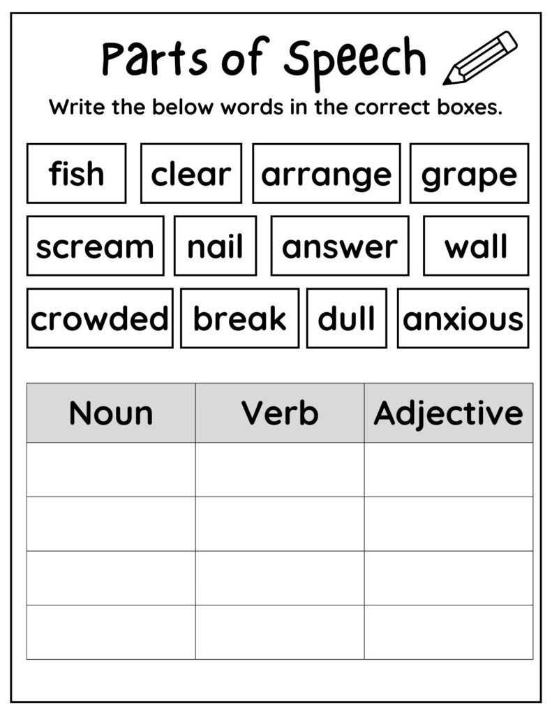 10 Printable Parts Of Speech Worksheets Printable Noun Verb Adjective  - Noun Or Adjective Worksheet