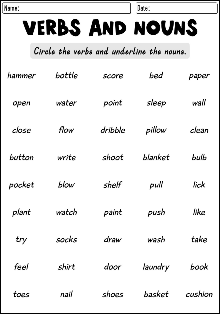 15 Nouns And Verbs Worksheets Sentences Worksheeto - Words As Nouns And Verbs Worksheets