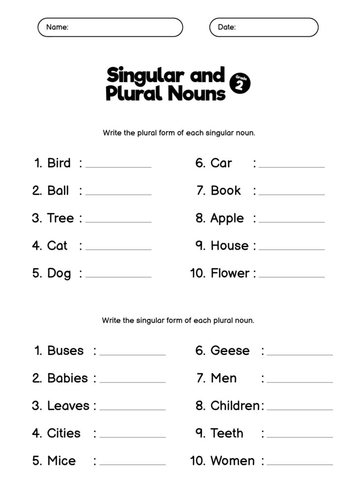 16 Singular And Plural Noun Worksheets Sentences Free PDF At  - 2Nd Grade Singular And Plural Nouns Worksheet