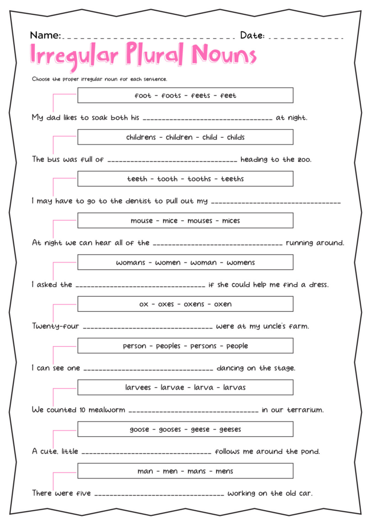 18 Irregular Plural Worksheets 4th Grade Free PDF At Worksheeto - 4Th Grade Irregular Plural Nouns Worksheet