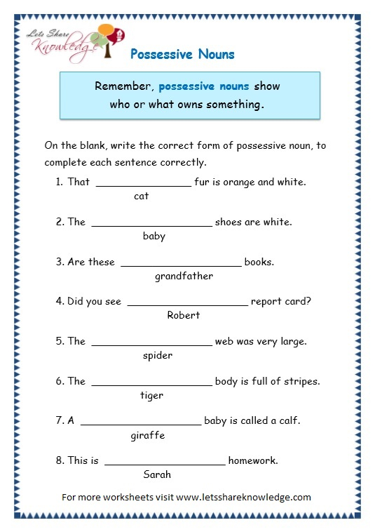 3rd Grade Possessive Nouns Worksheets - Free Possessive Noun Worksheets 3Rd Grade