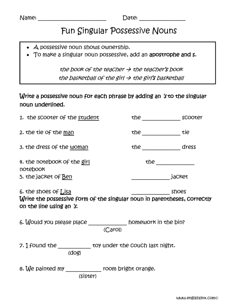 5th Grade Possessive Nouns Worksheet - Possessive Nouns Worksheets Grade 5