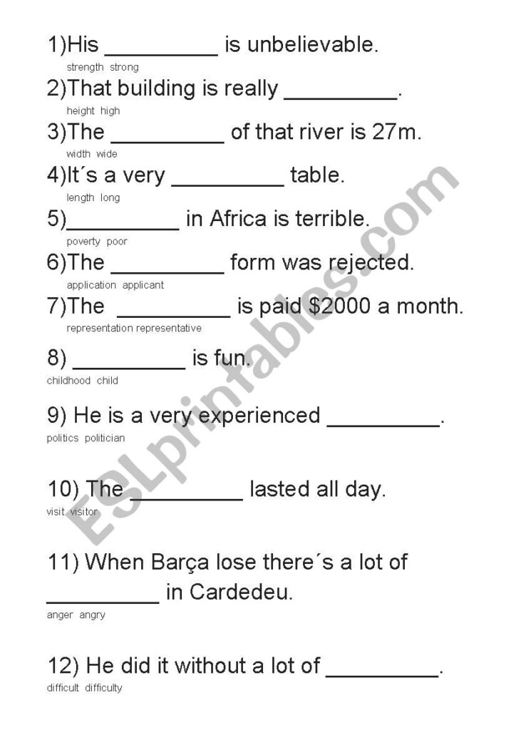 Abstract Nouns ESL Worksheet By Pawlenglish - Abstract Nouns With Suffixes Worksheets