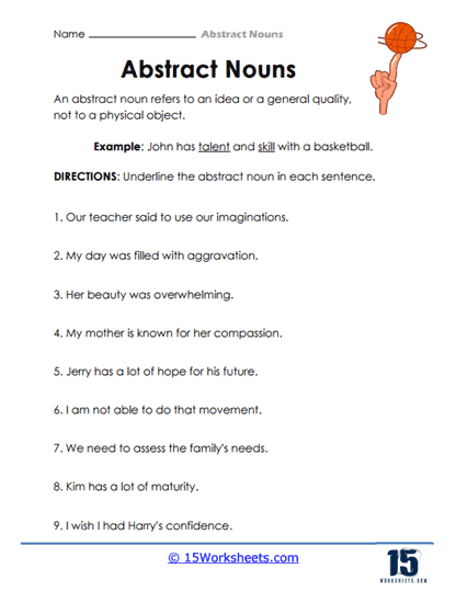 Abstract Nouns Worksheets 15 Worksheets - Abstract Noun Worksheet