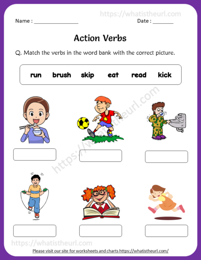 Action Verbs Worksheets For 1st Grade Your Home Teacher Verb  - Noun Action Verb Worksheet