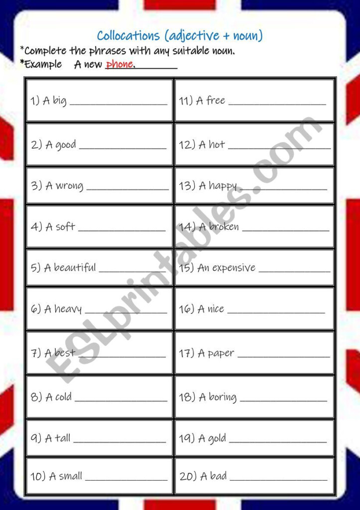 Adjective Noun Collocation ESL Worksheet By Anthoni - Adjective + Noun Collocations Worksheet Pdf