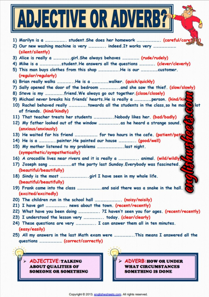 Adjective Versus Adverb Worksheets - Identifying Noun Adjective And Adverb Clauses Worksheet