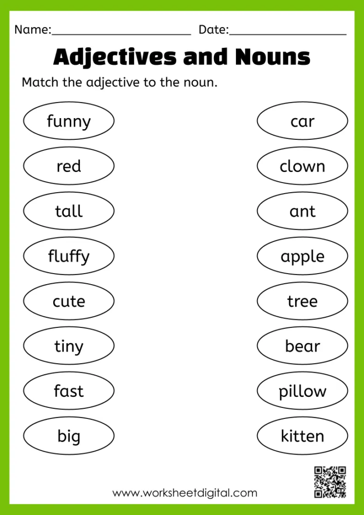 Adjectives And Nouns Worksheet Digital Worksheets Library - Adjective And Noun Worksheet