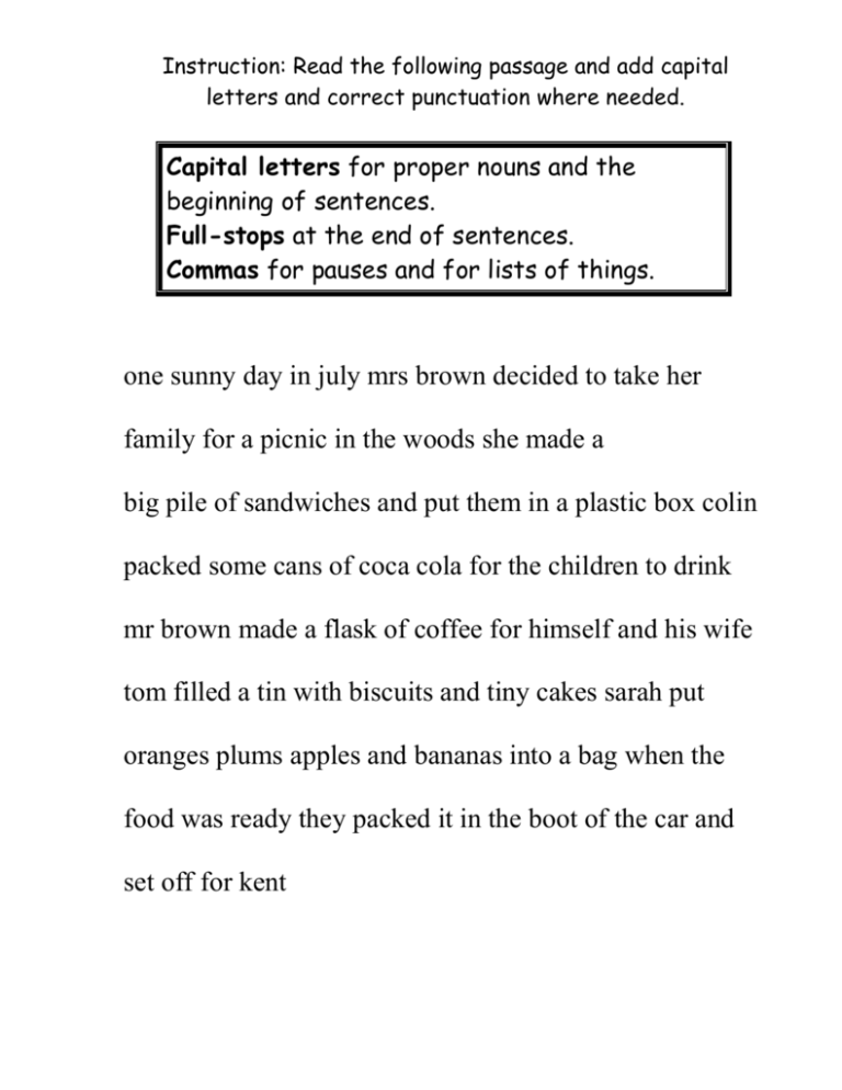 Capital Letters For Proper Nouns And The Beginning Of Sentences - Capital Letters For Proper Nouns Worksheet Ks1