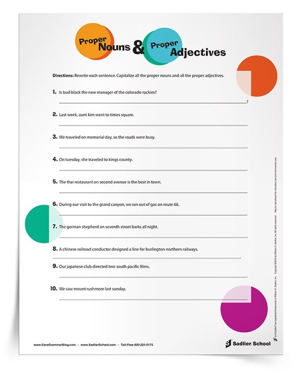 Capitalizing Proper Nouns And Adjectives Grades 3 5 - Capitalizing Proper Nouns And Adjectives Worksheet Answers