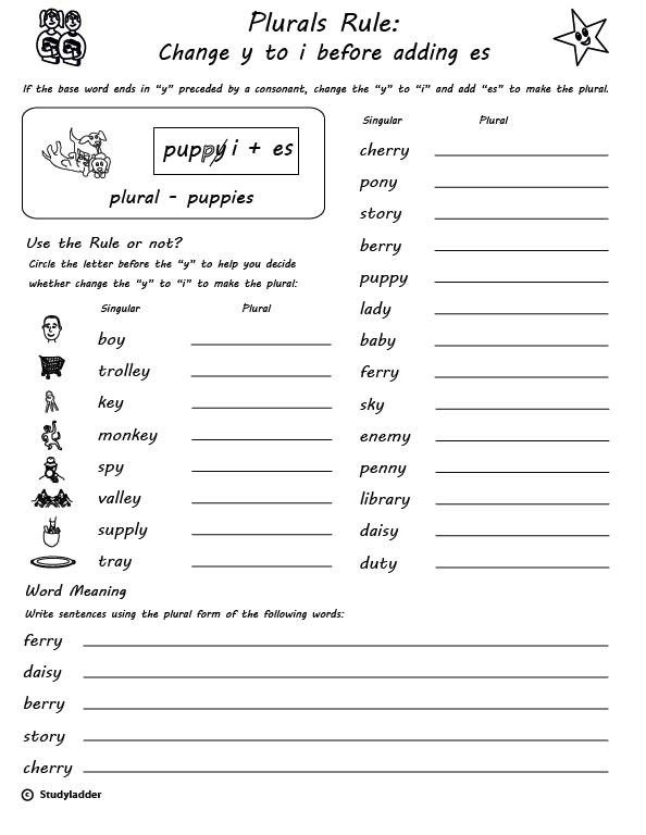 Changing Y To Ies Worksheets - Change Nouns Ending In Y To Ies Worksheet