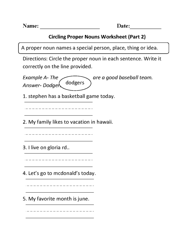 Circle The Noun Worksheets - Circle All The Nouns Worksheet