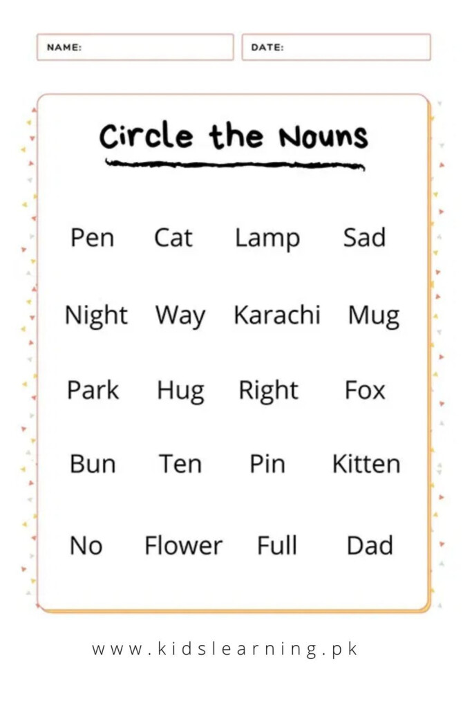 Circle The Nouns Nouns Worksheet Nouns Nouns Activities - Circle Noun Worksheet