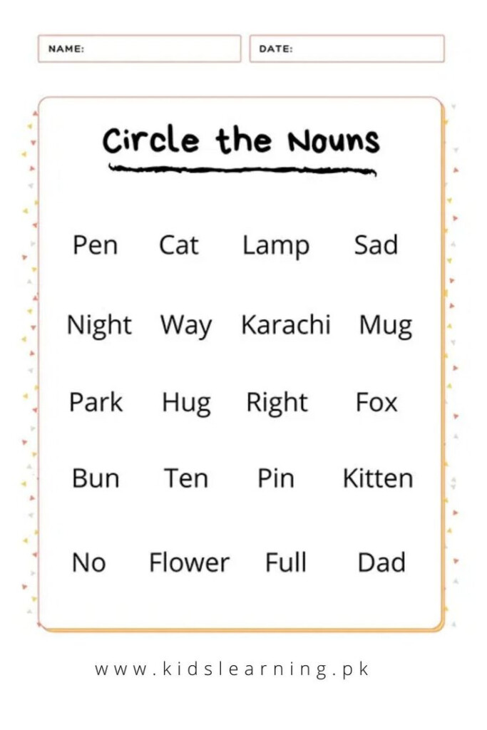 Circle The Nouns Nouns Worksheet Nouns Nouns Activities - Circle All The Nouns Worksheet