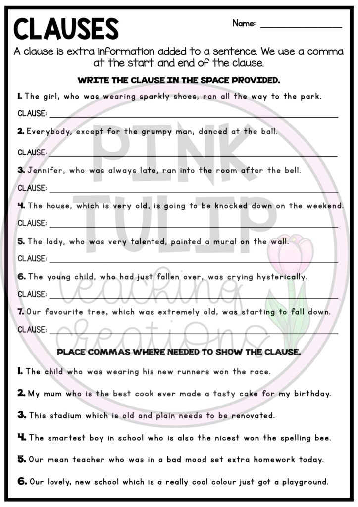 Clause Worksheet For Class 7 - Noun Clause Worksheets 7Th Grade