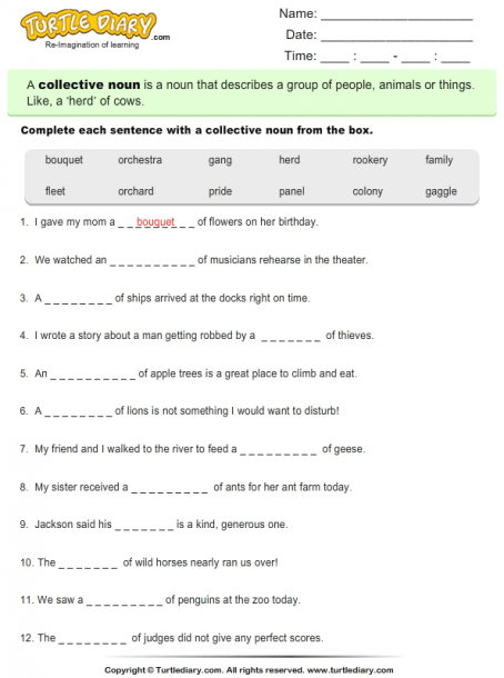 Collective Noun Worksheet Grade 5 - Collective Nouns Worksheet For Grade 5