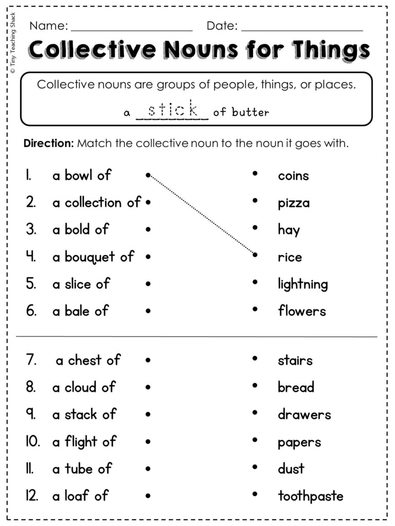 Collective Nouns Exercises - Collective Nouns Worksheets For Grade 5 With Answers