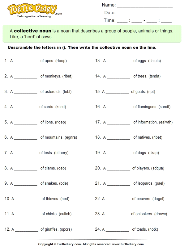 Collective Nouns Worksheets For Grade 3 - Collective Noun Worksheets For Grade 3