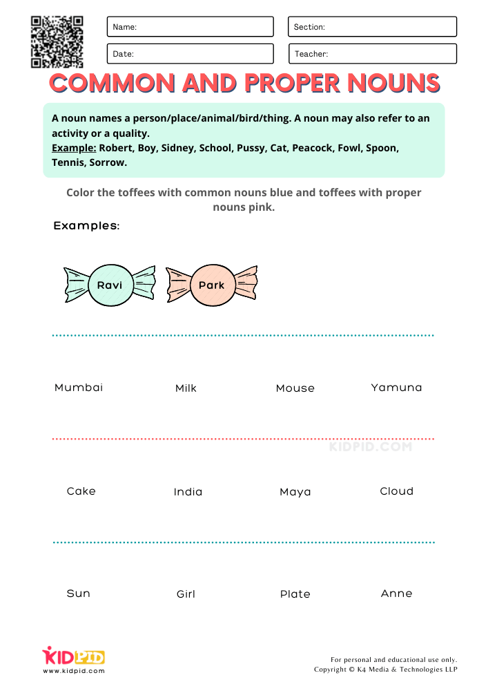 Common And Proper Nouns Printable Worksheets For Grade 2 Kidpid - Common Nouns And Proper Nouns 2Nd Grade Worksheets