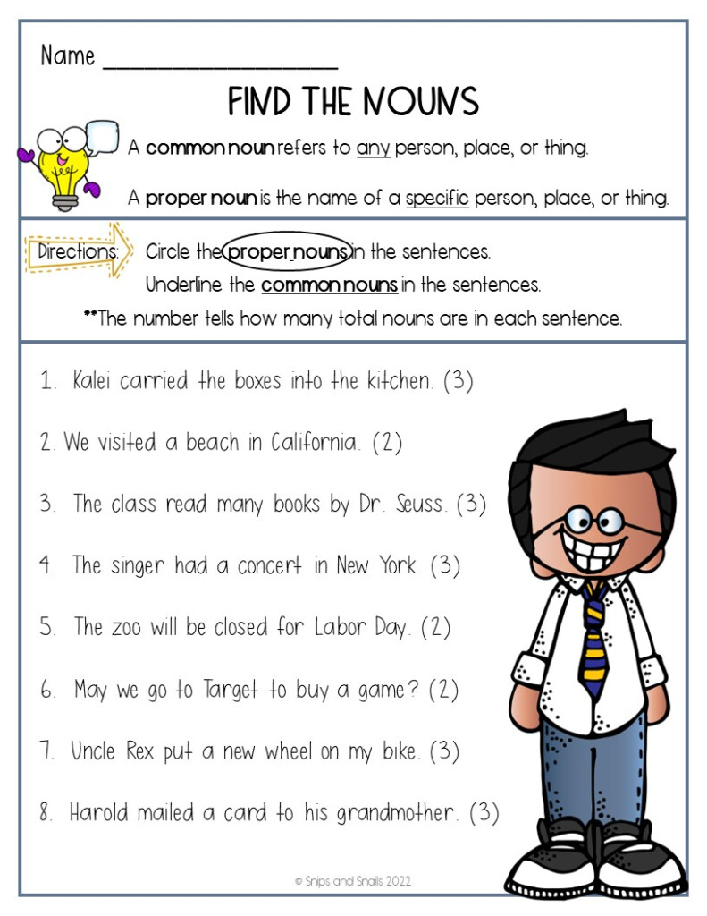 Common And Proper Nouns Snips And Snails Teaching - Finding Proper Nouns Worksheets