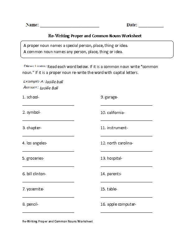 Common And Proper Nouns Worksheets Grade 4 - Common And Proper Nouns Worksheets With Answers For Grade 4