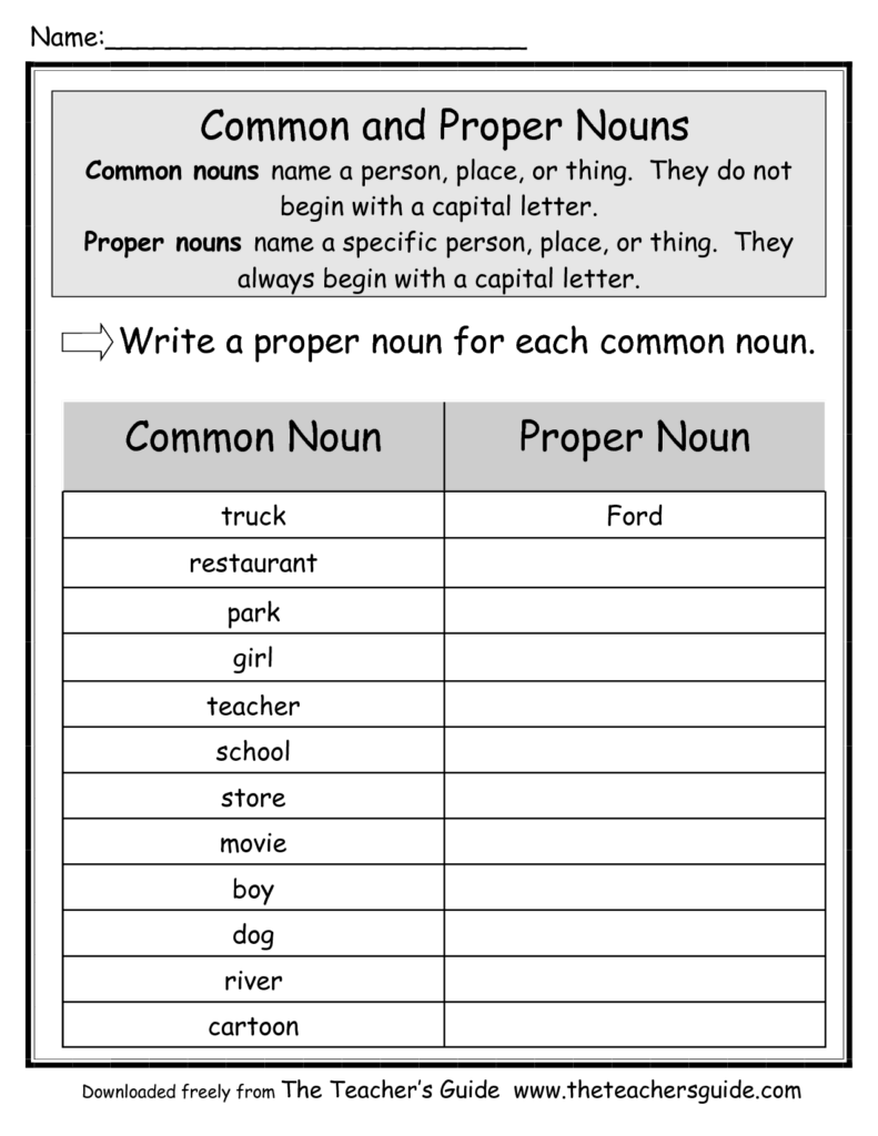 Common And Proper Nouns Worksheets Grade 6 - Common And Proper Nouns Worksheets Grade 6