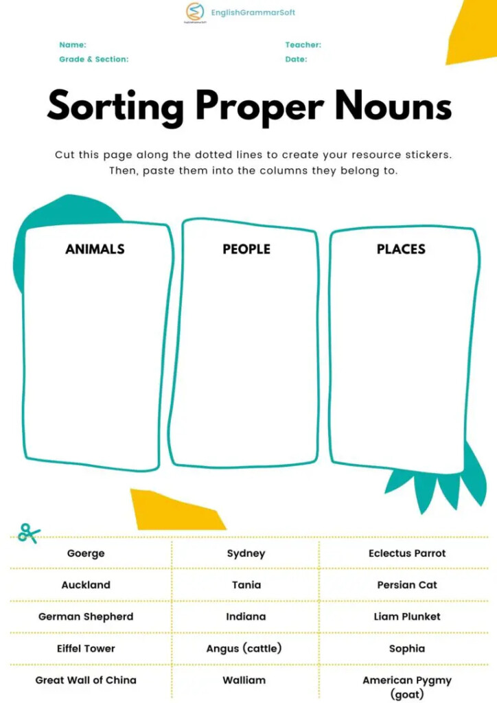 Common And Proper Nouns Worksheets With Answers - Common Noun And Proper Noun Worksheets With Answers