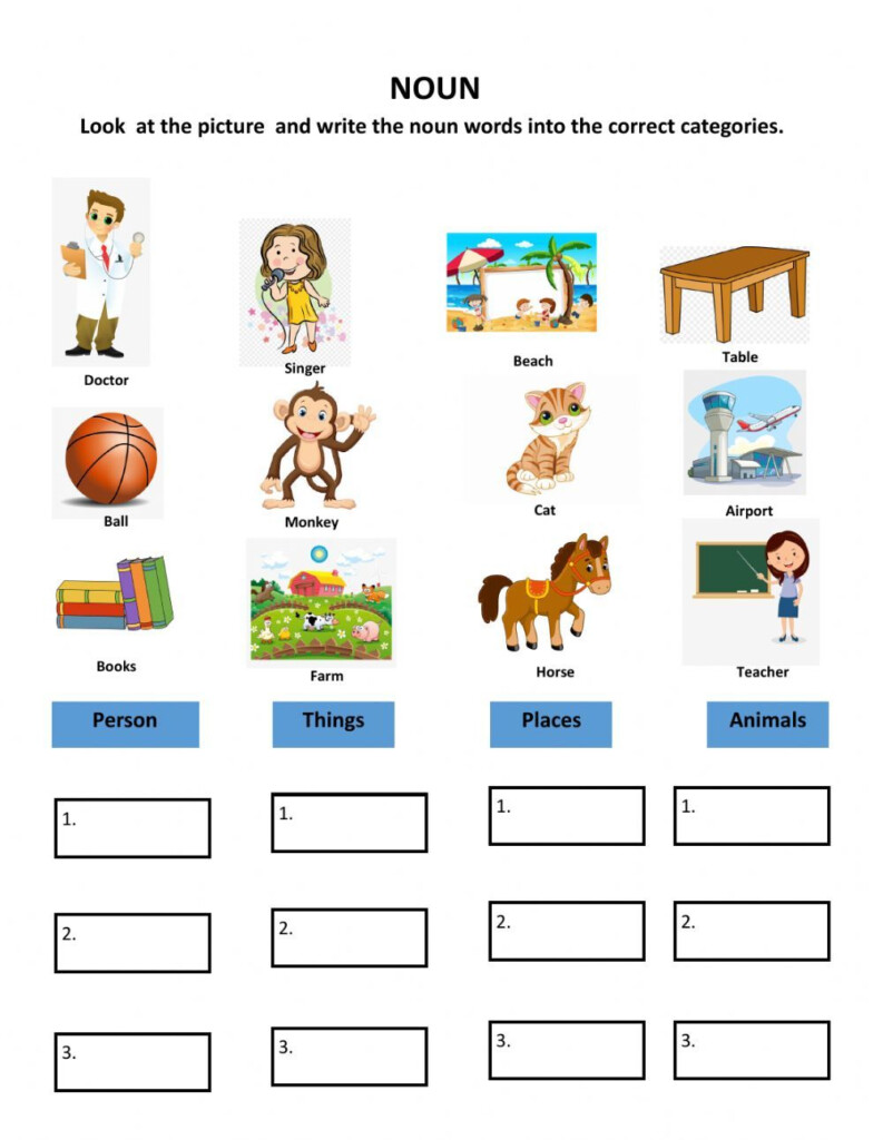 Common Nouns Match Worksheet For Grade 1 Artofit - Free Nouns Worksheet For Grade 1