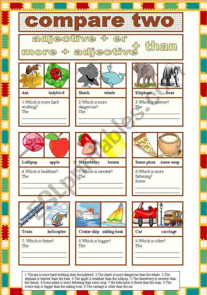 Compare Two ESL Worksheet By LILIAAMALIA - Comparing Nouns Worksheets