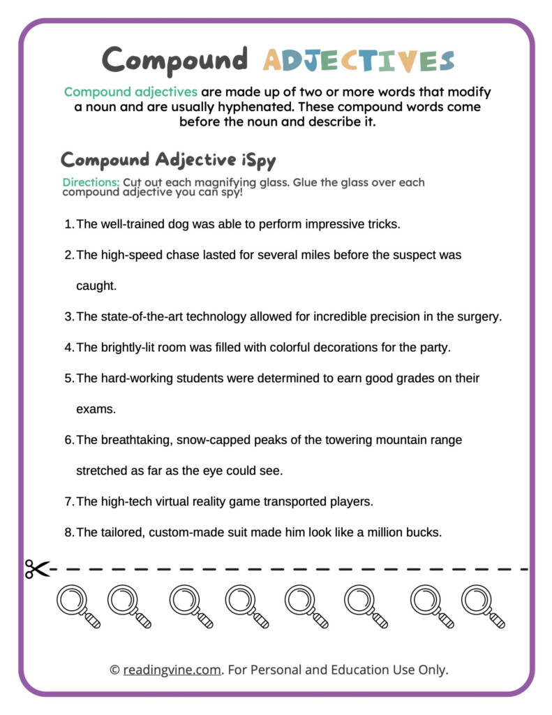 Compound Adjectives Worksheets ReadingVine - Compound Nouns And Adjectives Worksheets Pdf