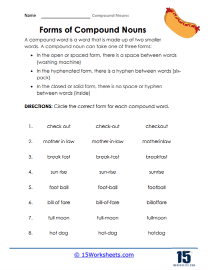 Compound Nouns Worksheets 15 Worksheets - Identify Compound Nouns Worksheet