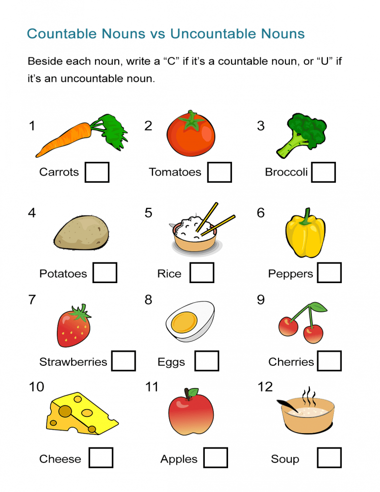 Countable Nouns Vs Uncountable Nouns Worksheet ALL ESL - Noun Number Worksheets