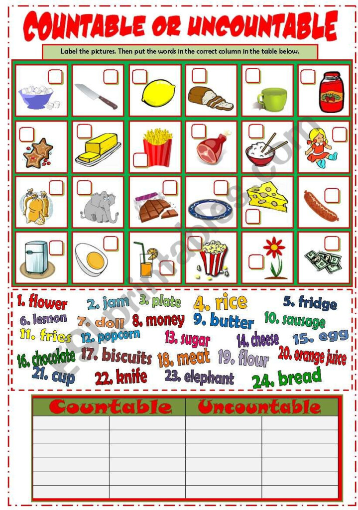 Countable Uncountable Nouns B W KEY ESL Worksheet By Mada 1 - Grammar Worksheets Countable And Uncountable Nouns