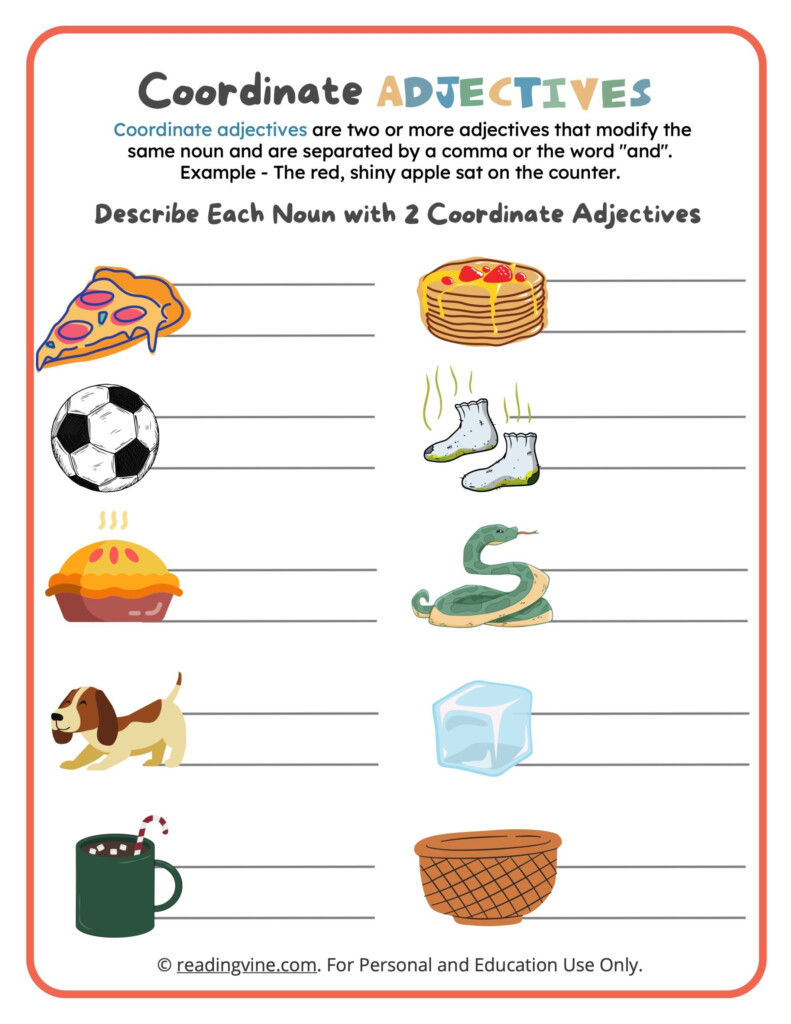 Describe The Nouns With Coordinate Adjectives Worksheet image ReadingVine - Describe A Noun Worksheet