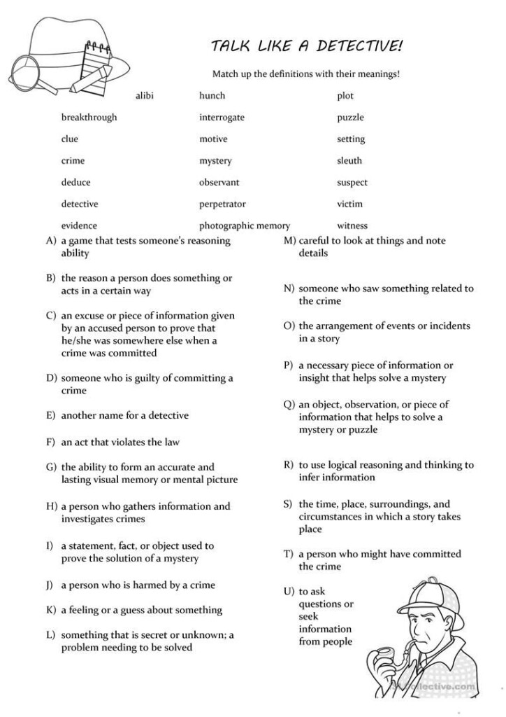 Detective Vocab Worksheet Free ESL Printable Worksheets Made By  - Noun Detective Worksheet