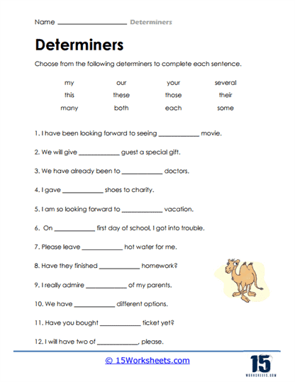 Determiners Worksheets 15 Worksheets - Noun Determiners Worksheets