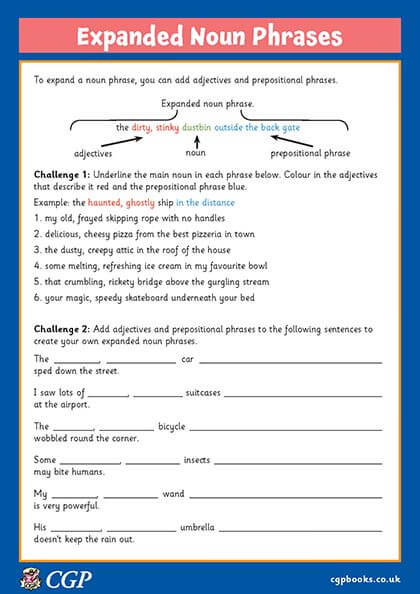 Expanded Noun Phrases Practice Year 4 CGP Plus - Expanded Noun Phrase Worksheet